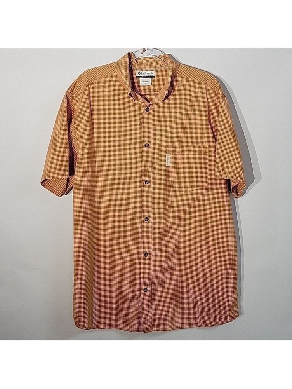 Columbia Sportswear Men's Orange Plaid Patterned Outdoor Shirt, Size XL